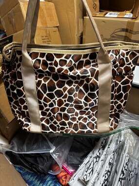 Giraffe Print Canvas Diaper Bag with pockets